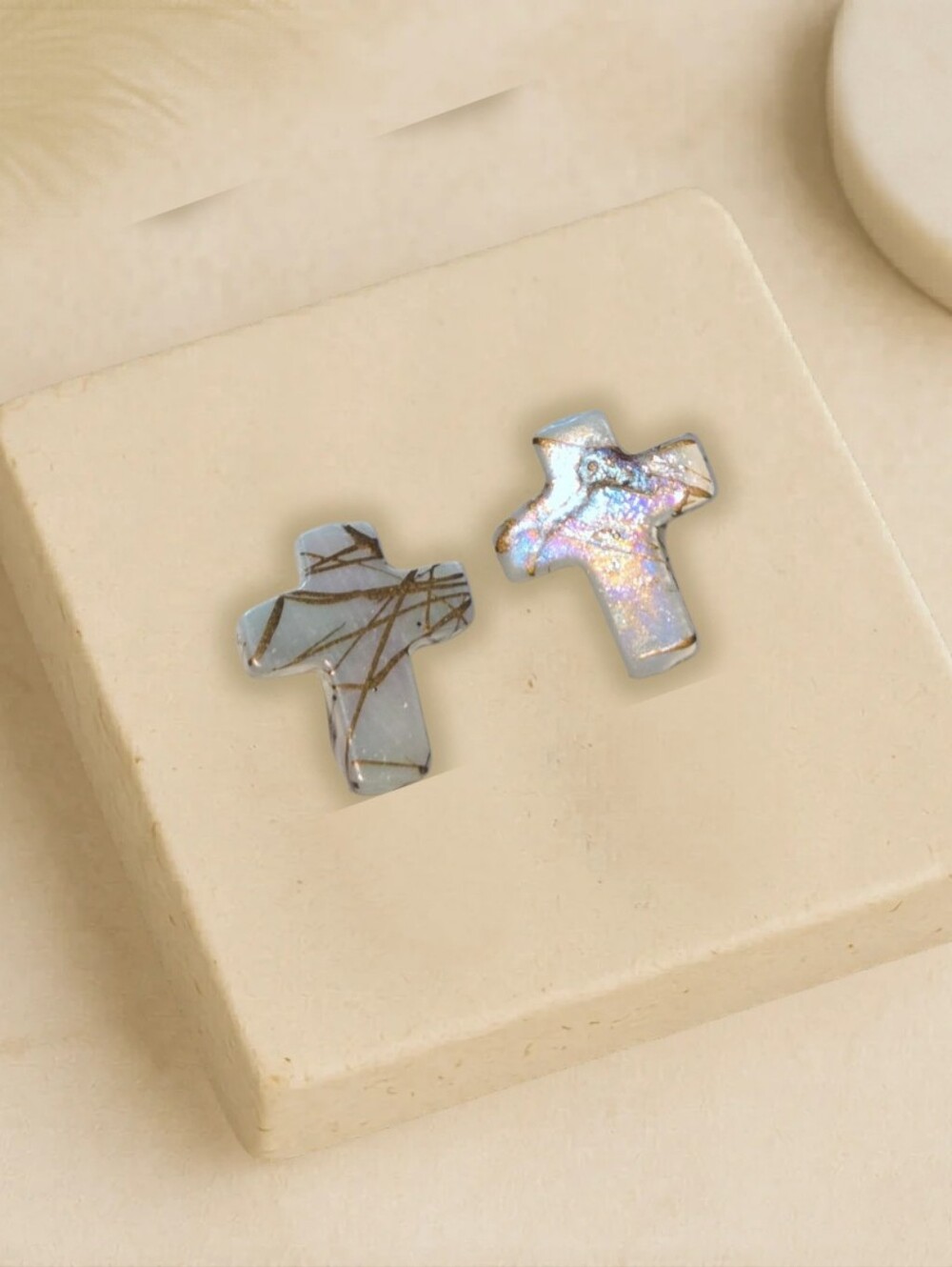 Marble Cross Earrings Shell Mother Of Pearl